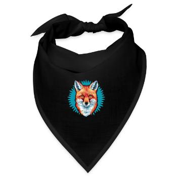 Fuchs - Illustration - Bandana Dreieckstuch - Schwarz - Vorne