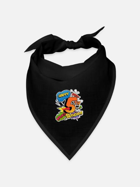 5. Geburtstag Junge Comic-Stil Superhelden - Bandana Dreieckstuch - Schwarz