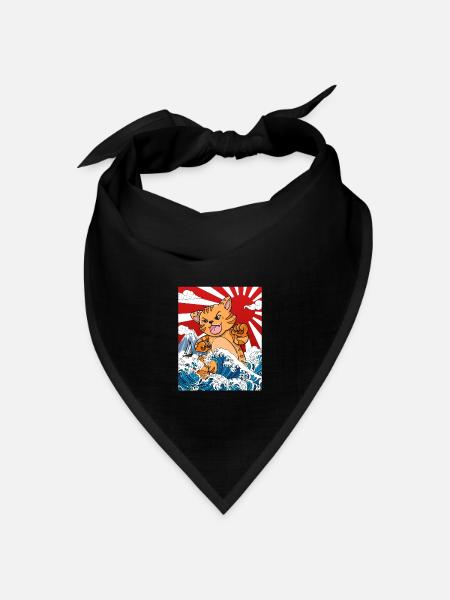 Japanischer Kaiju Katze Anime Manga - Bandana Dreieckstuch - Schwarz