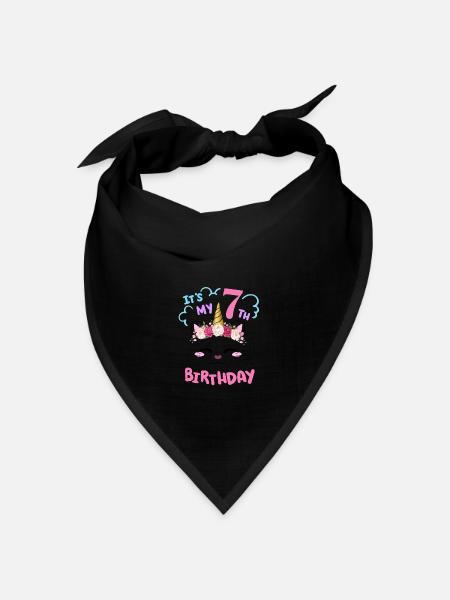 7. Geburtstag Mädchen Outfit Einhorn Katze - Bandana Dreieckstuch - Schwarz