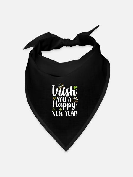 Irish You Ein Frohes Neues Jahr Grünes Kleeblatt - Bandana Dreieckstuch - Schwarz