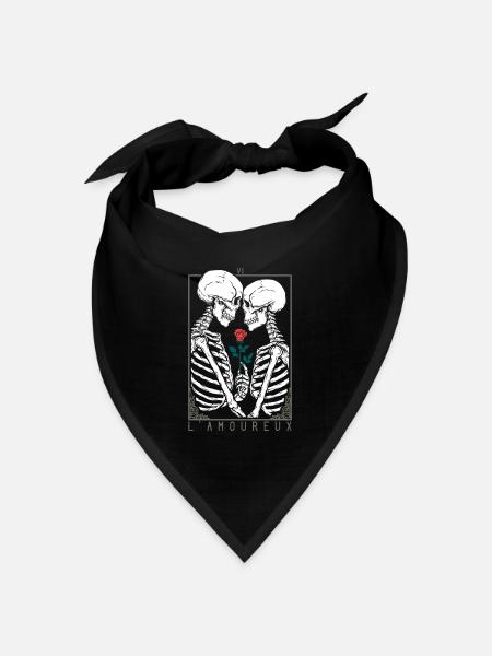 Skelett küsst Skelett Liebe Romantik - Bandana Dreieckstuch - Schwarz