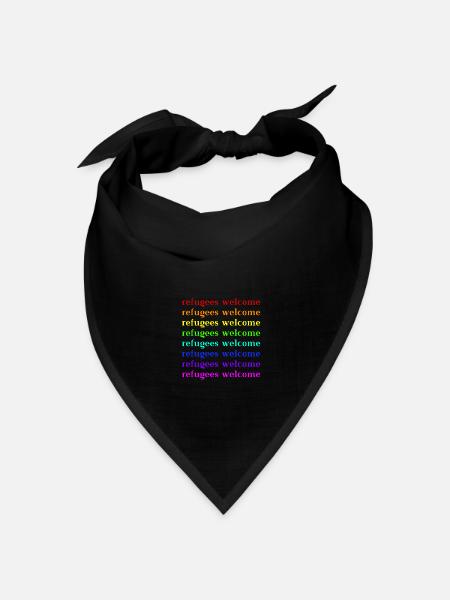 Refugees Welcome Geschenkidee - Bandana Dreieckstuch - Schwarz