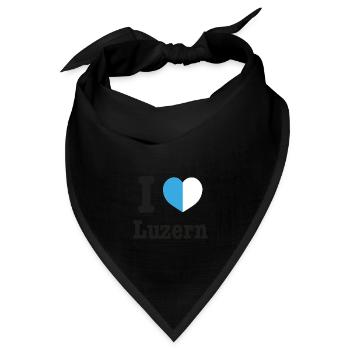I Love Luzern | Schweiz Wappen Liebe Herz - Bandana Dreieckstuch - Schwarz - Vorne