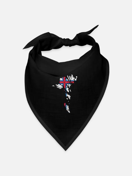 Färöer Inseln Flagge Silhouette Skandinavien Reise - Bandana Dreieckstuch - Schwarz