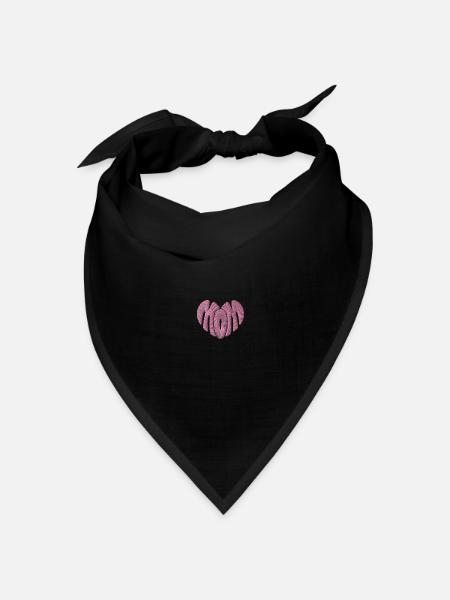 Mom Herz rosa bestickt - Bandana Dreieckstuch - Schwarz
