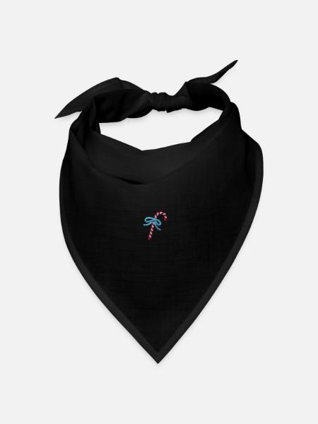 Weihnachtssüßigkeiten bestickt - Bandana Dreieckstuch - Schwarz