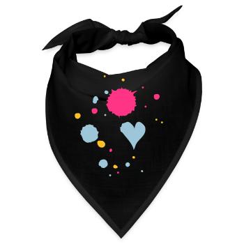 Farbkleckse,Tropfen und Herz - Bandana - Schwarz - Vorne