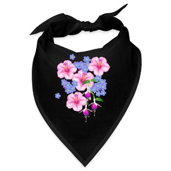 Blüten, Blume - Bandana - Schwarz - Vorne