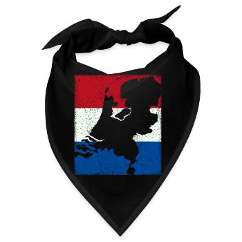Niederlande Flagge mit Karte / Umriss - Bandana - Schwarz - Vorne