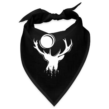 Elch Symbol Mond Hirsch Abend Wald Icon Grafik - Bandana - Schwarz - Vorne