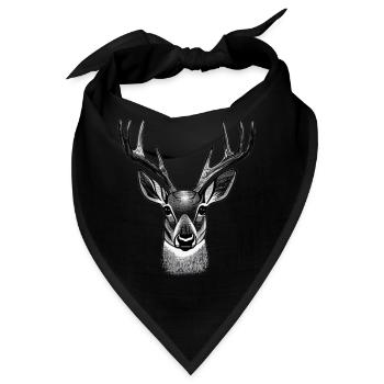 Hirschkopf im Herbst Hirsch Geweih Bock Reh Kitz - Bandana - Schwarz - Vorne
