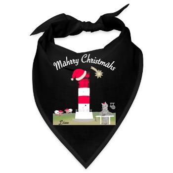 Leuchtturm Düne, Helgoland, Weihnachten - Bandana - Schwarz - Vorne