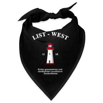 Leuchtturm List-West, Zeichnung mit Information - Bandana - Schwarz - Vorne