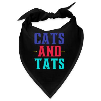 Katzen und Tattoos – Bunter Tippfehler - Bandana - Schwarz - Vorne
