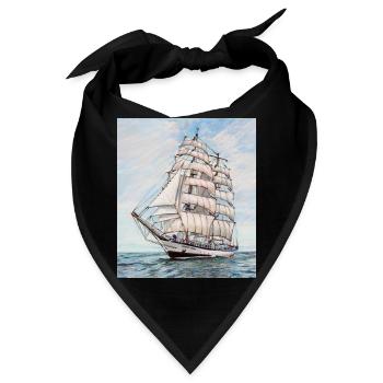 Meerblick: Die Schönheit des Meeres und der Boote - Bandana - Schwarz - Vorne