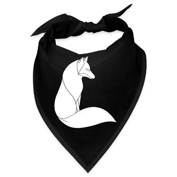Fuchs in feiner Linienkunst auf weiß - Bandana - Schwarz - Vorne