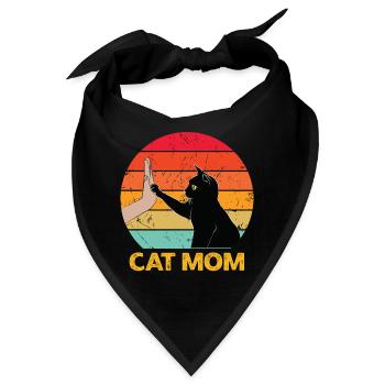 Cat Mom - Cat High Five - Bandana - Schwarz - Vorne