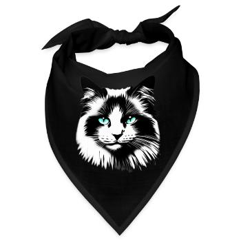 Sympathisches Katzengesicht - Bandana - Schwarz - Vorne
