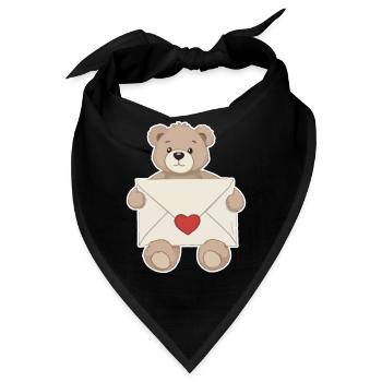 Teddybär mit Liebesbrief Herz Liebe - Bandana - Schwarz - Vorne