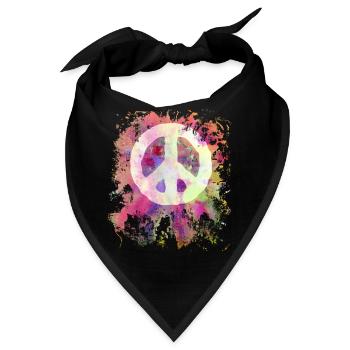 Peace Weltfrieden Flower Power Geschenk - Bandana - Schwarz - Vorne