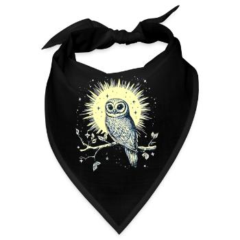 Eule Uhu Vogel Nachtvogel Tier Nacht Mond Natur - Bandana - Schwarz - Vorne
