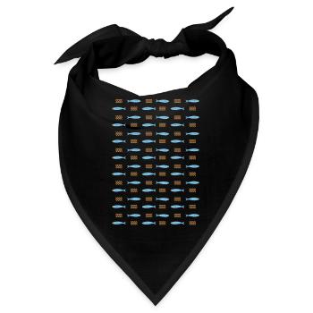 Minimalistisches Sardinen- und Wellenmuster für den Sommer - Bandana - Schwarz - Vorne