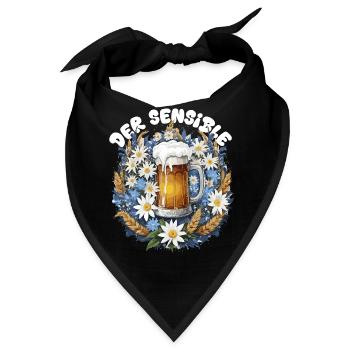 Bierkrug mit Kamillendekor und Edelweiß Dirndl - Bandana - Schwarz - Vorne