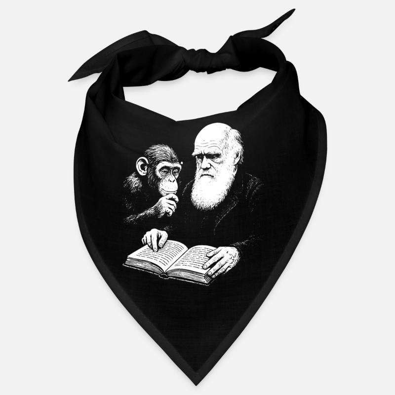 Charles Darwin lernt mit Monkey - Bandana - Schwarz