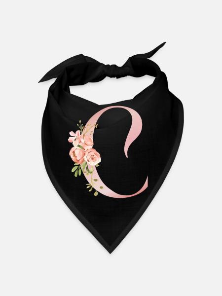 Q Blumenaquarell und Band - Bandana - Schwarz