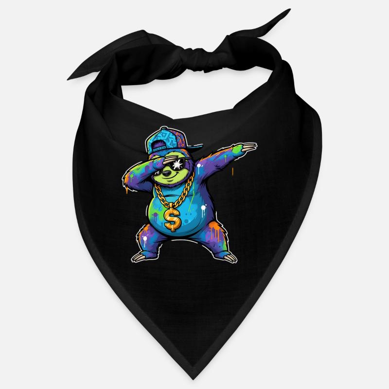 Sloth Graffiti with Gold Chain Street Art Bandana