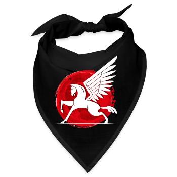 Pegasus im Roten Kreis Pferd schimmel reiten Sage - Bandana - Schwarz - Vorne