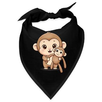 Süßer Punch Affe hält Kuscheltier - Bandana - Schwarz - Vorne
