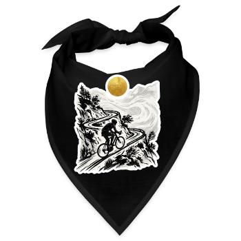 Radfahrer Bergpass Holzschnitt Goldsonne - Bandana - Schwarz - Vorne