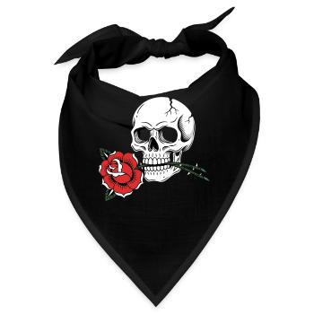 Skull Rose Tattoo Stil für Rock und Tattoo Fans - Bandana - Schwarz - Vorne