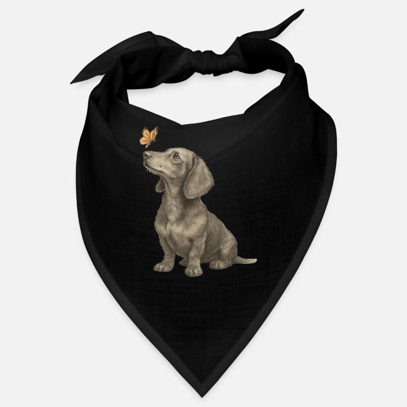 Teckel avec illustration vintage papillon Bandana