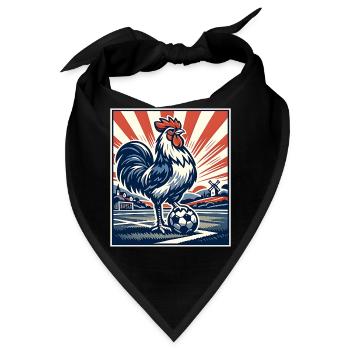 Frankreich Hahn Fußball Fan Motiv Wappentier  - Bandana - Schwarz - Vorne