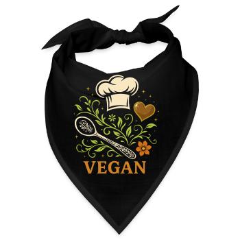 Vegan Kochen – Pflanzliches Küchen Motiv - Bandana - Schwarz - Vorne