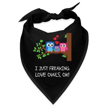 Ich liebe einfach Eulen – süßer Vogelliebhaber - Bandana - Schwarz - Vorne