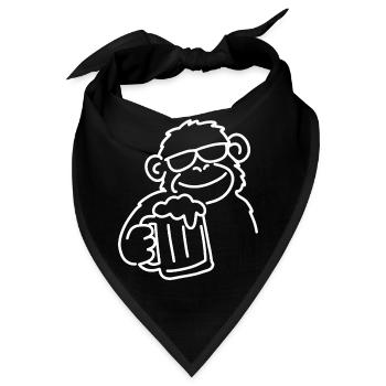Affe mit Bier und Sonnenbrille – lustige Strichzei - Bandana - Schwarz - Vorne