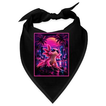 Retro Synthwave Axolotl – 80er Neon Design - Bandana - Schwarz - Vorne