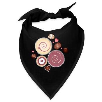 Edle Pralinen in zarten Farben - Bandana - Schwarz - Vorne