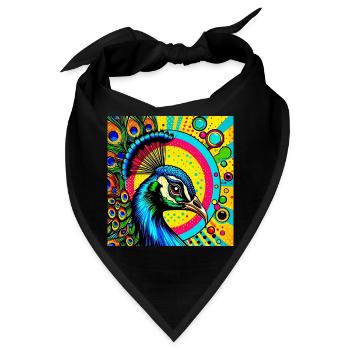 Pfau Pop Art - Bandana - Schwarz - Vorne