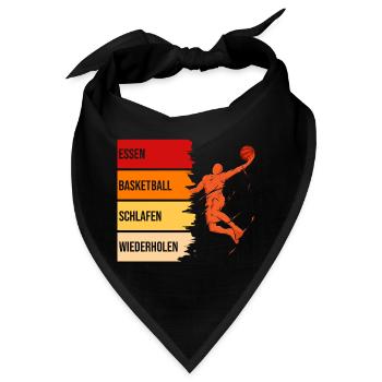 Essen, Basketball, Schlafen, Wiederholen, - Bandana - Schwarz - Vorne