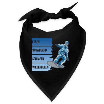 Essen - Snowboard - Schlafen - Wiederholen - Bandana - Schwarz - Vorne