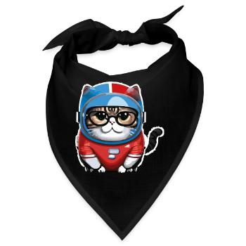 Katze Weltraum Space Cat Astronaut - Bandana - Schwarz - Vorne