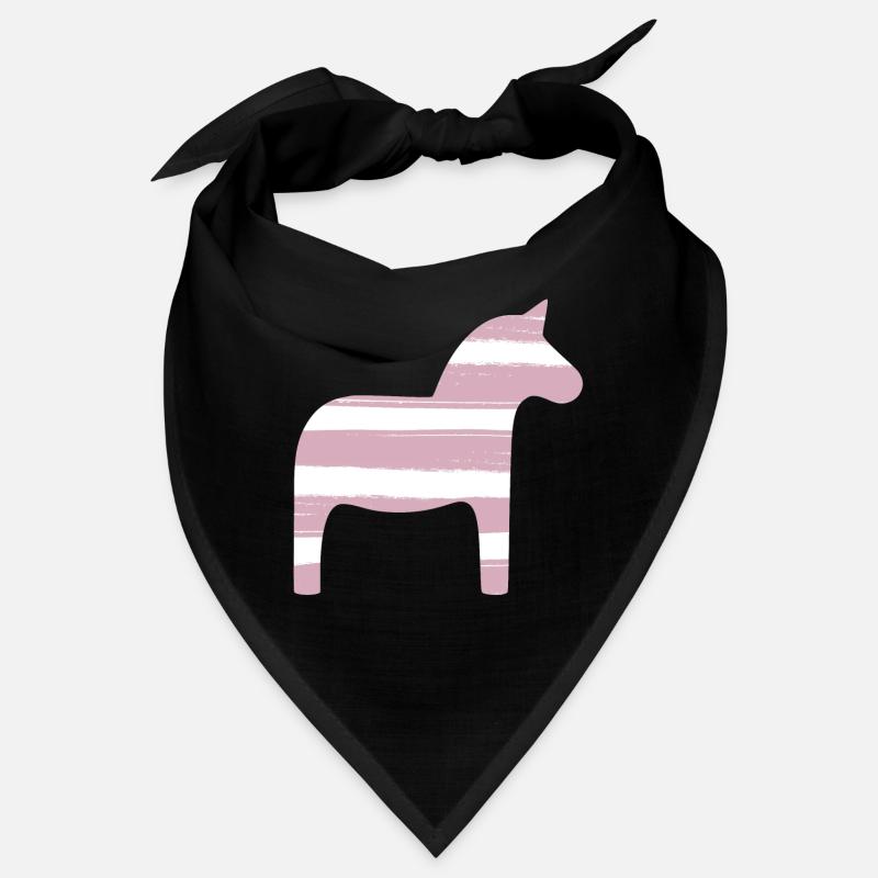 Dalapferd Streifen rosa Mädchen skandinavisch Deko - Bandana - Schwarz