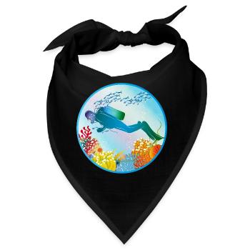 Taucher im bunten Korallenriff - Bandana - Schwarz - Vorne