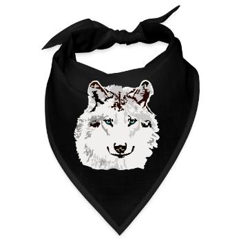Weisser Wolf blaue Augen - Bandana - Schwarz - Vorne