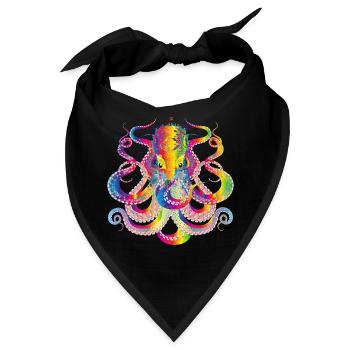 farbenfroher Oktopus und vielen Details - Bandana - Schwarz - Vorne